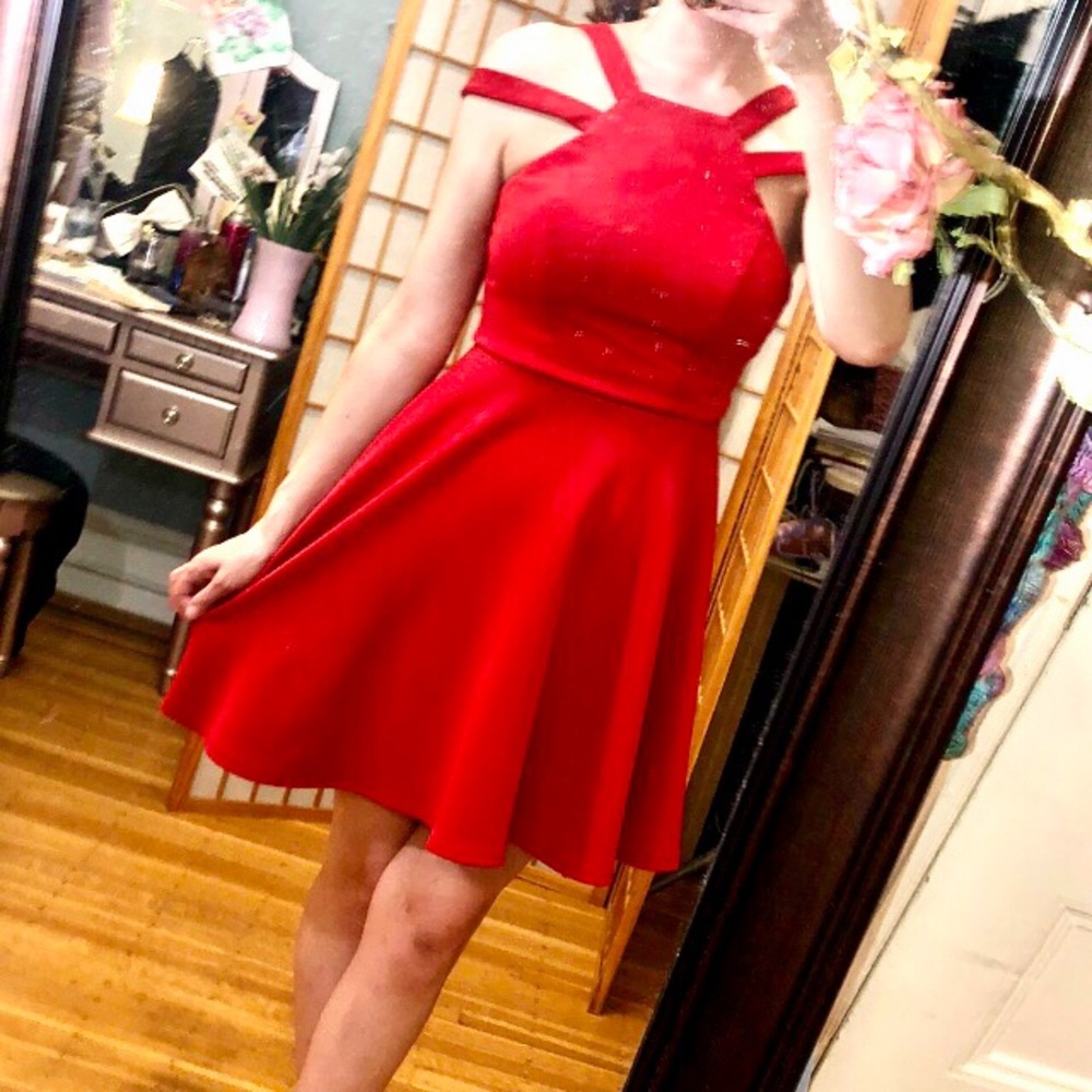 EUC Red fit and flare mini dress size 3 size 4